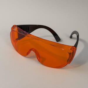 عینک محافظ لایت دندانپزشکی برلیان با لنز نارنجی ضد نور و دسته مشکی برند برلیانت