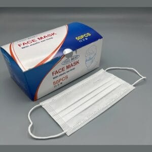بسته 50 عددی فیس ماسک سه لایه پزشکی با لایه ملت بلون و گیره بینی برای محافظت تنفسی.