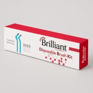 براش کیت دندانپزشکی شامل 2 دسته برس و 50 برس یک‌بارمصرف برای استفاده حرفه‌ای در کلینیک‌ها
